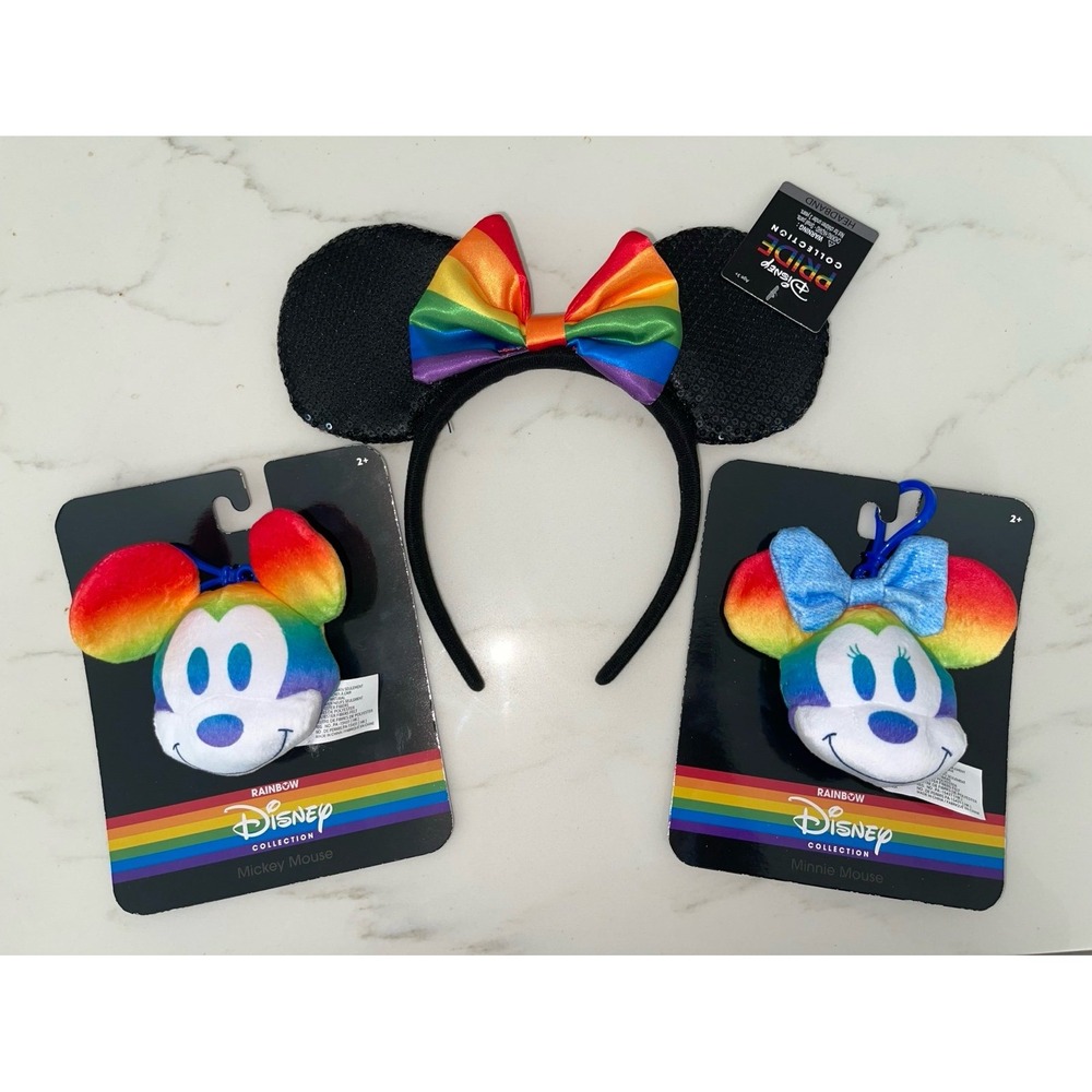 Disney Rainbow / Pride Collection Bundle- Sequin Minnie Mouse Ears & Keychains